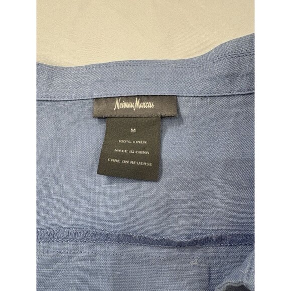 Neiman Marcus Women's Top Blouse Sleeveless Linen Blend Blue Size Medium - Picture 5 of 6